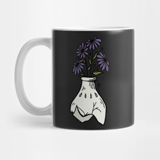 Dark Purple Flowers in Broken Vase Mug